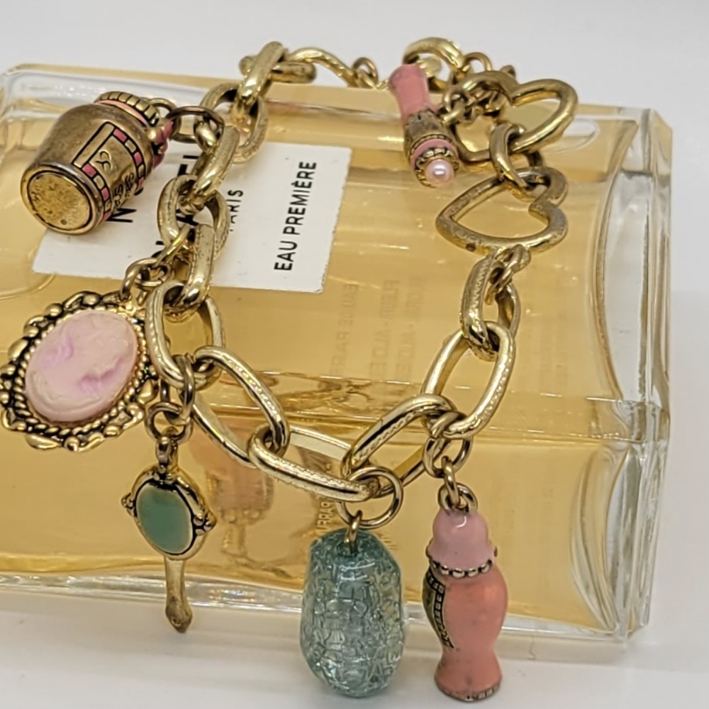 Vintage Cookie Lee Rare Signed Charm Bracelet - Picture 1 of 7